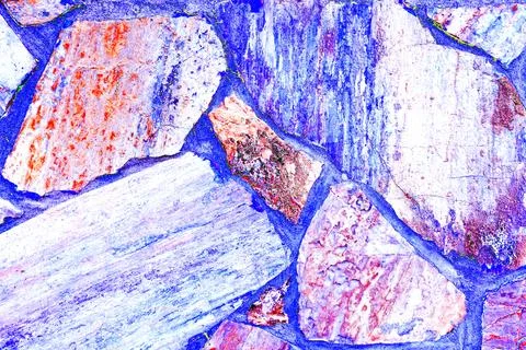 Uneven and old, rough, irregular stone wall. Natural textured background. Cha Stock Illustration