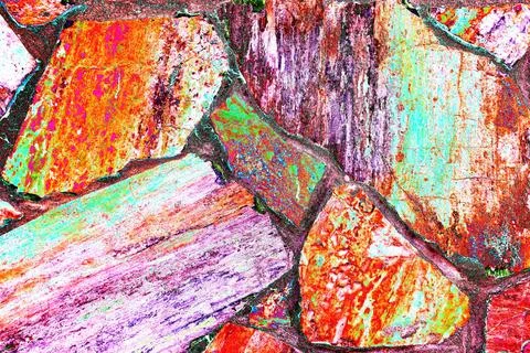 Uneven and old, rough, irregular stone wall. Natural textured background. Cha Stock Photos