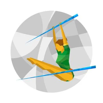 Uneven bars competition with abstract patterns Stock Illustration