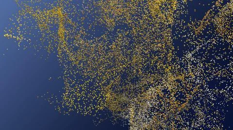 Uneven cloud of tiny yellow particles in abstract blue space Stock Illustration