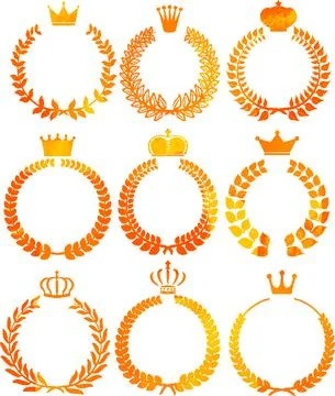 Uneven color Round frame of Copper laurel and crown set Stock Illustration