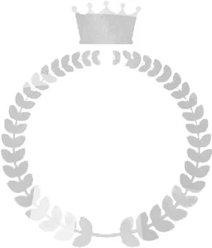 Uneven color Round frame of Silver laurel and crown Stock Illustration