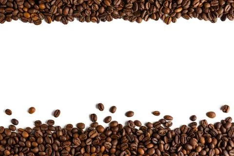 Uneven Creative Top and Bottom Borders of Coffee Beans Stock Photos