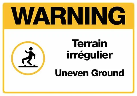 Uneven Ground Bilingual Construction Hazard Warning Signs Collection French Иллюстрация