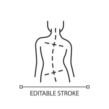 Uneven hips and shoulders linear icon 스톡 일러스트