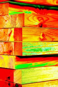 An uneven stack like planed wooden blocks. Changed color scheme. Colorful b.. 库存照片