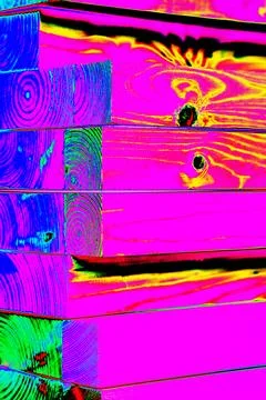 An uneven stack like planed wooden blocks. Changed color scheme. Colorful b.. 스톡 사진