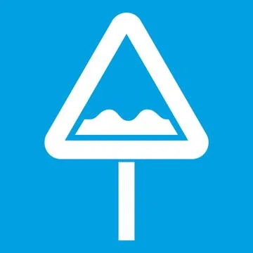 Uneven triangular road sign icon white Stock Illustration