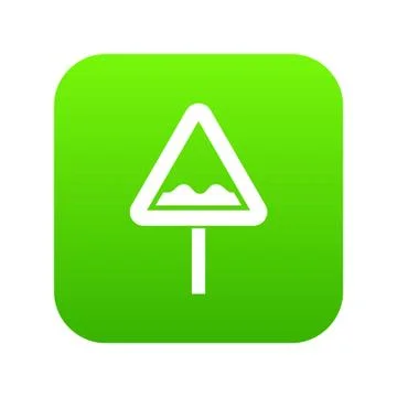 Uneven triangular road sign icon digital green イラスト素材