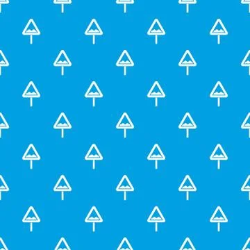 Uneven triangular road sign pattern seamless blue Illustrazione stock