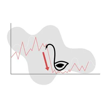 Unexpected case which set up a crisis, economic decline. Called black swan. Deep Stock Illustration