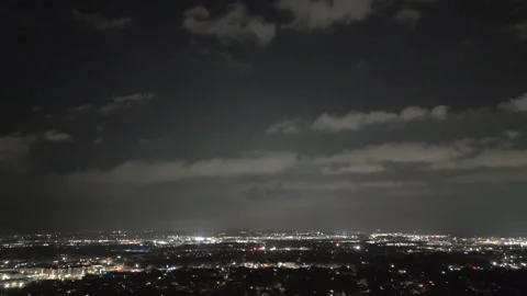 Unexplained Beam of Light Appears While Filming Thunderstorm With Drone, San Ant Stock Footage 330625817