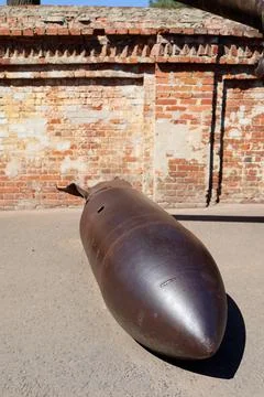 Unexploded military combat shell, metal Stock Photos