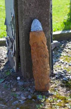 Unexploded Shell from the Great War in Ypres Stock Photos