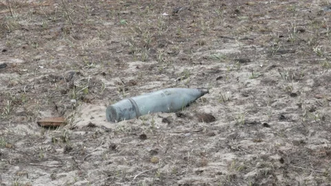 Unexploded shells on the ground Stock-Footage 195759379