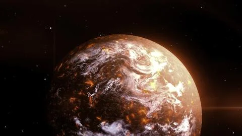 Unexplored 3d planet in space. Motion. Planet rotates in space. Unknown Stock Illustration