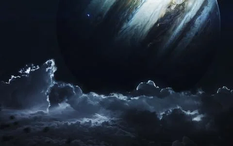 Unexplored planets of faraway space. Deep space image, science fiction fantasy Stock Photos