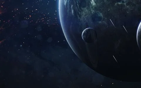 Unexplored planets of faraway space. Deep space image, science fiction fantasy Foto stock