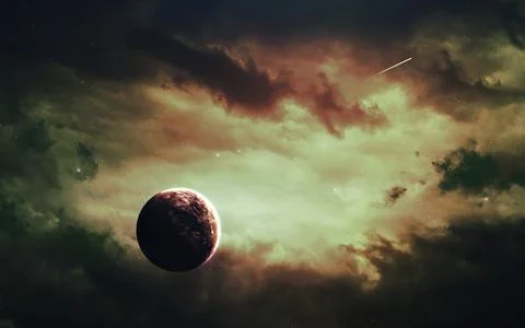 Unexplored planets of faraway space. Deep space image, science fiction fantasy Stock Photos