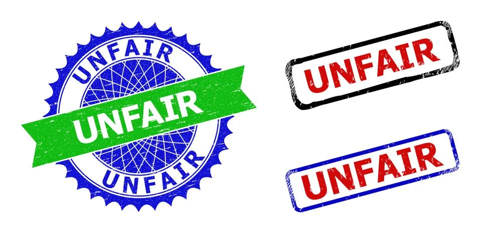 UNFAIR Rosette and Rectangle Bicolor Stamp Seals with Corroded Styles Illustrazione stock