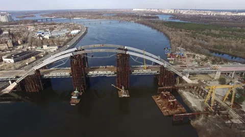 Unfinished Bridge on River Stock Footage 64067199