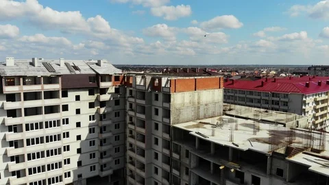 Unfinished buildings from a height. Stock Footage 124755036