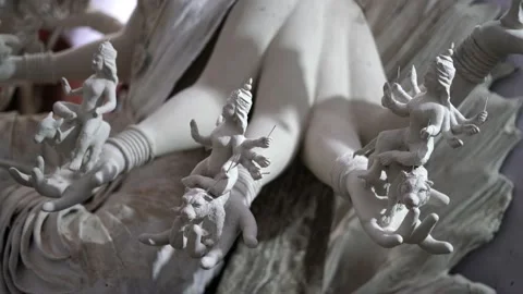An Unfinished clay idol of Goddess Devi Durga, for upcoming Durga Puja Stock Footage 229726959