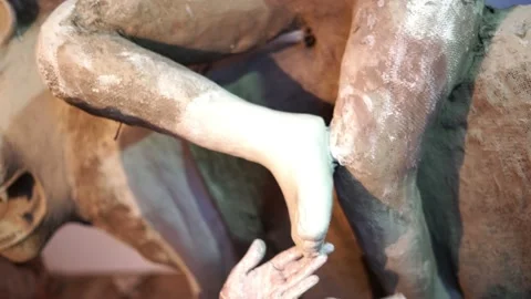 An Unfinished clay idol of Goddess Devi Durga, for upcoming Durga Puja Stock Footage 229727145