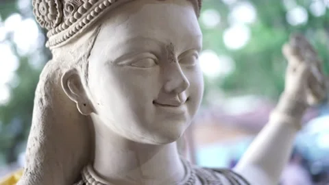 An Unfinished clay idol of Goddess Devi Durga, for upcoming Durga Puja Stock Footage 229727674