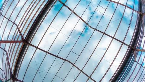 Unfinished construction steel structure with exposed beams and open sky time Stock Footage 334041580