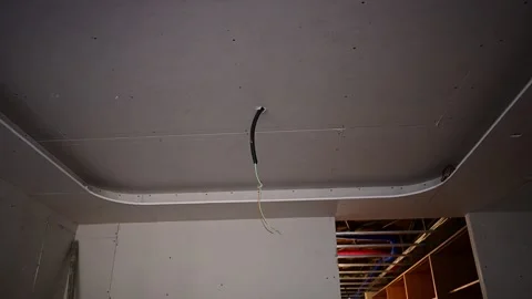 Unfinished corridor under construction view Видео 336238031