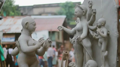 Unfinished Durga Idol 库存影片 31112747