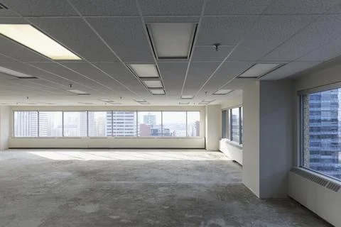 Unfinished, empty urban open plan office Stock Photos