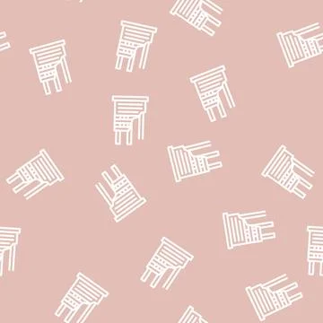 Unfinished house line vector seamless pattern Stock Illustration