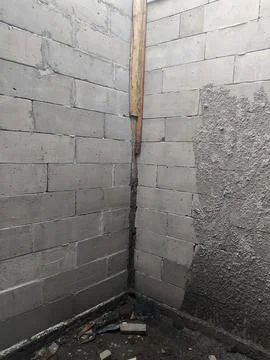 Unfinished Interior Corner of a Building with Autoclaved Aerated Concrete B Фото