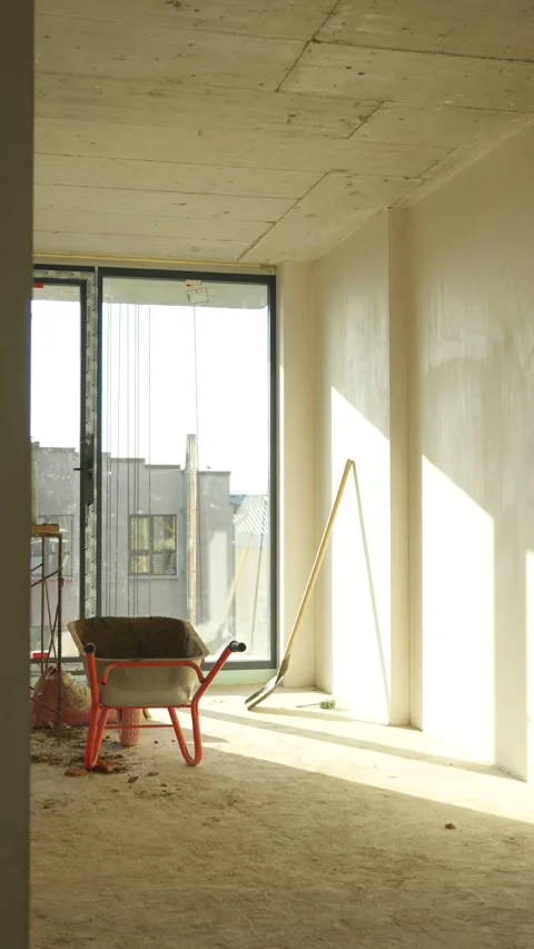Unfinished interior room under reconstruction. Stock Footage 326794330