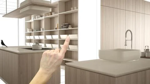 Unfinished project, under construction draft, concept interior design sketch, Stock Illustration