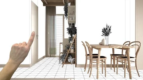 Unfinished project, under construction draft, concept interior design sketch, Stock Photos