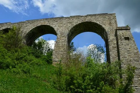 Unfinished viaduct in the village of Zubrivka near Kamyanets'-Podilskyi Terno Stock Photos