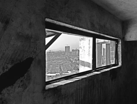 Unfinished window at an apartment complex Stock Photos