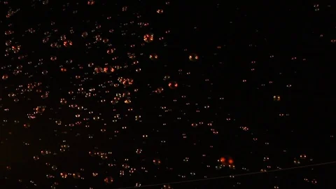 Unfocused abstract video of soap bubbles on the background of the night sky Stock Footage 121599309