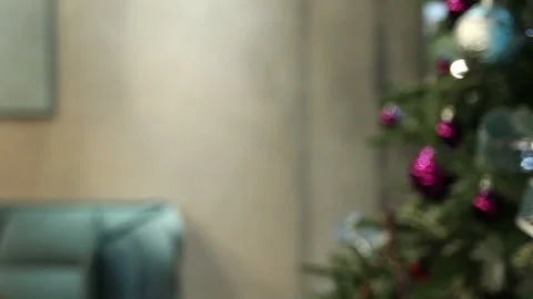 Unfocused view of Christmas tree Stock Footage 85513367