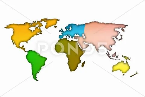 An unfolded map of the world. world map Stock Illustration