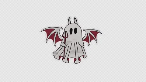 Unfolded paper sticker of Adorable Devil Ghost Stock Footage 317559859
