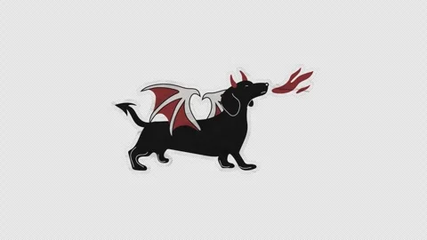 Unfolded paper sticker of Devilish Dachshund. Stock Footage 316608078