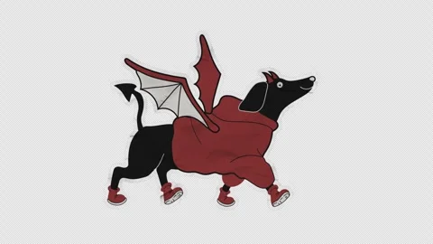 Unfolded paper sticker of Playful Devil Dachshund. Stock Footage 316608604