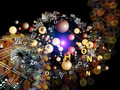 Unfolding of Chemical Elements Stock Illustration