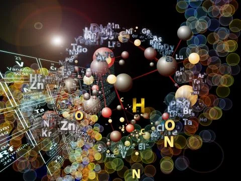 Unfolding of Chemical Elements Stock Illustration