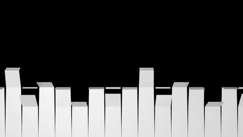 Unfolding curved white elements with gap inbetween - bottom to top, + alpha Video stock 90848039