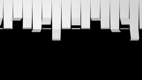 Unfolding curved white elements with gap inbetween - top to bottom, + alpha Video stock 90859157